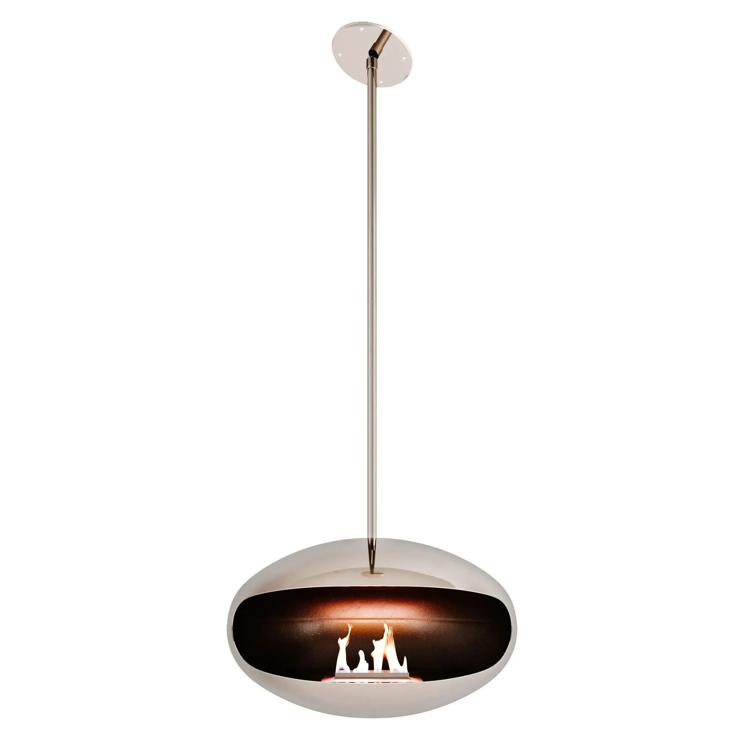 Cocoon Aeris Hanging Ethanol Fireplace - Stainless Steel With Angled Pole - Image 6
