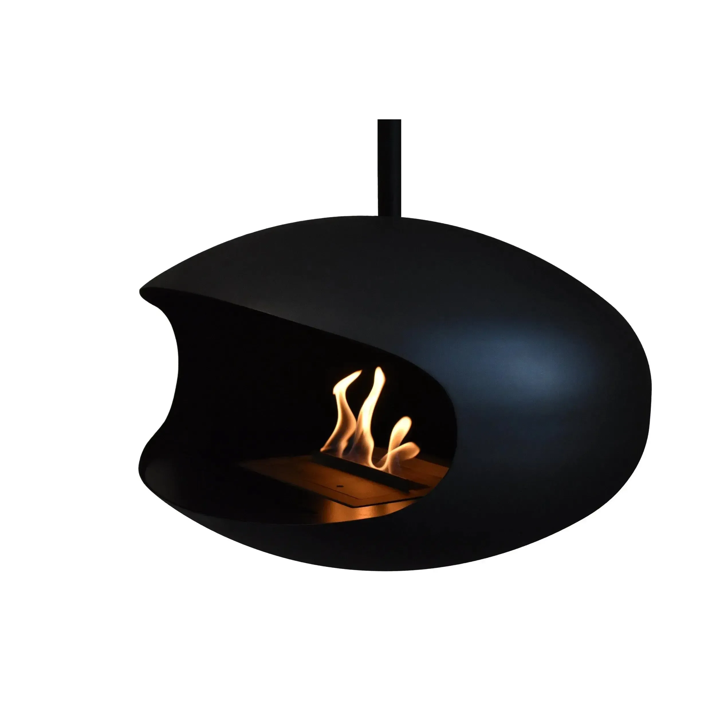 Cocoon Aeris Hanging Ethanol Fireplace - Matt Black With Straight Pole - Image 11