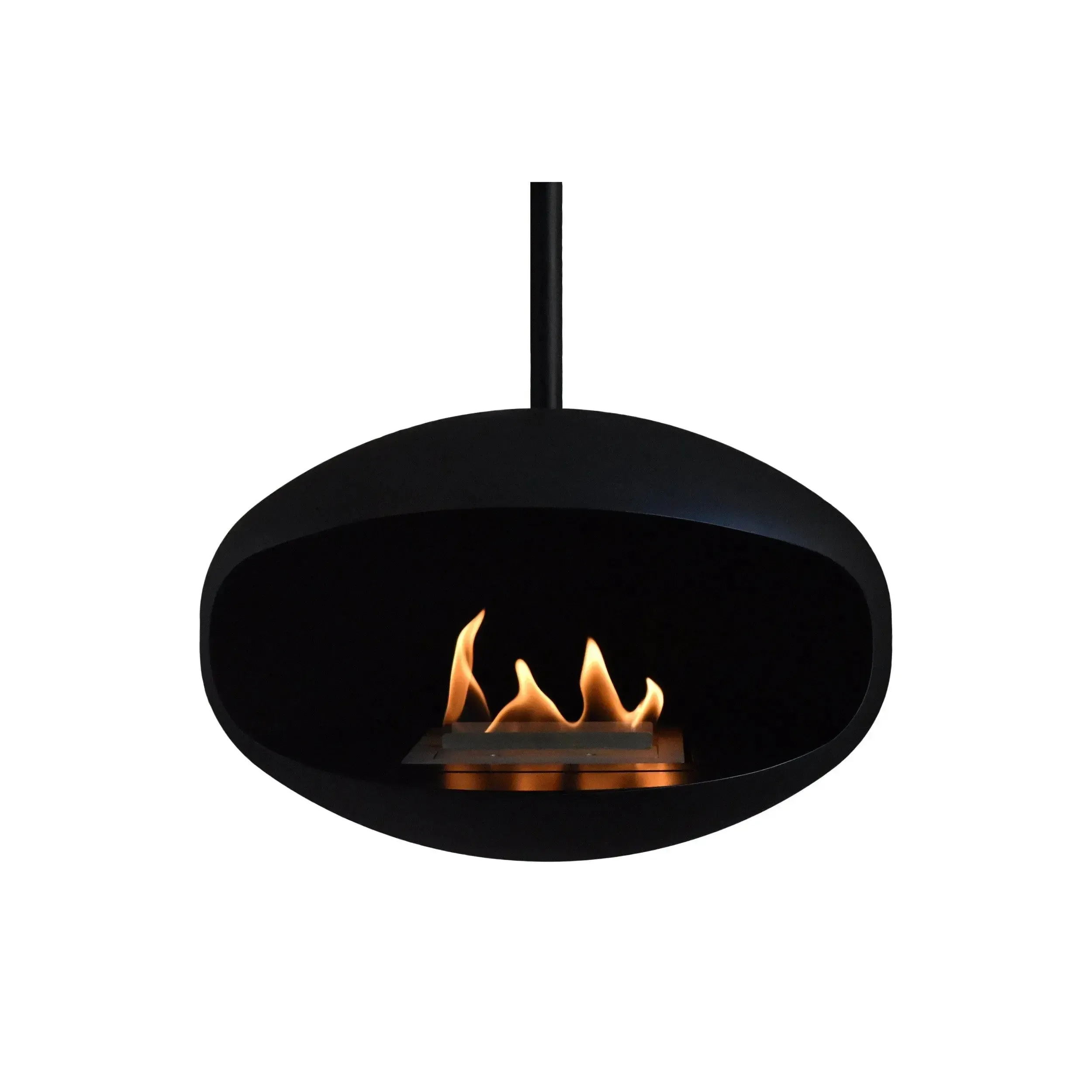 Cocoon Aeris Hanging Ethanol Fireplace - Matt Black With Straight Pole - Image 12