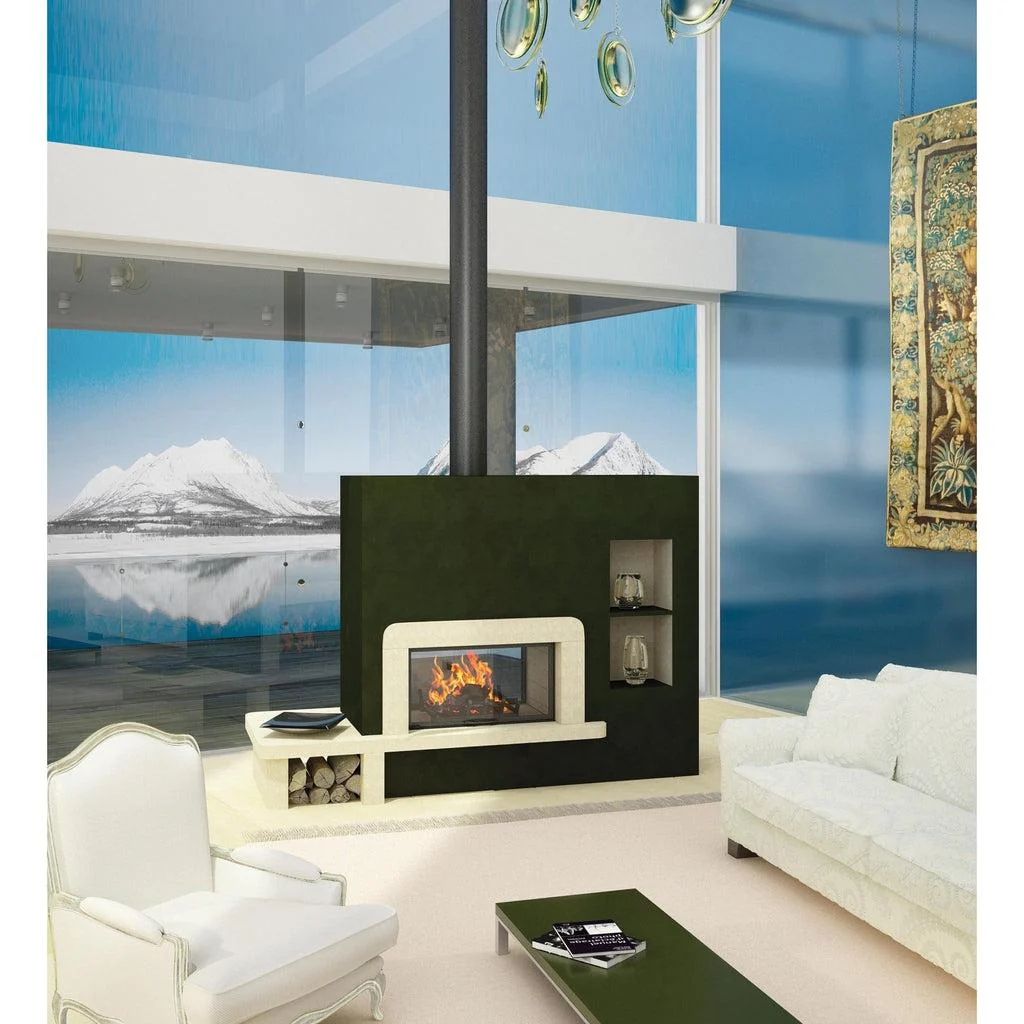Axis H1200 DS Panoramic Double Sided Inbuilt Wood Fireplace With Lift & Swing Door - Image 3