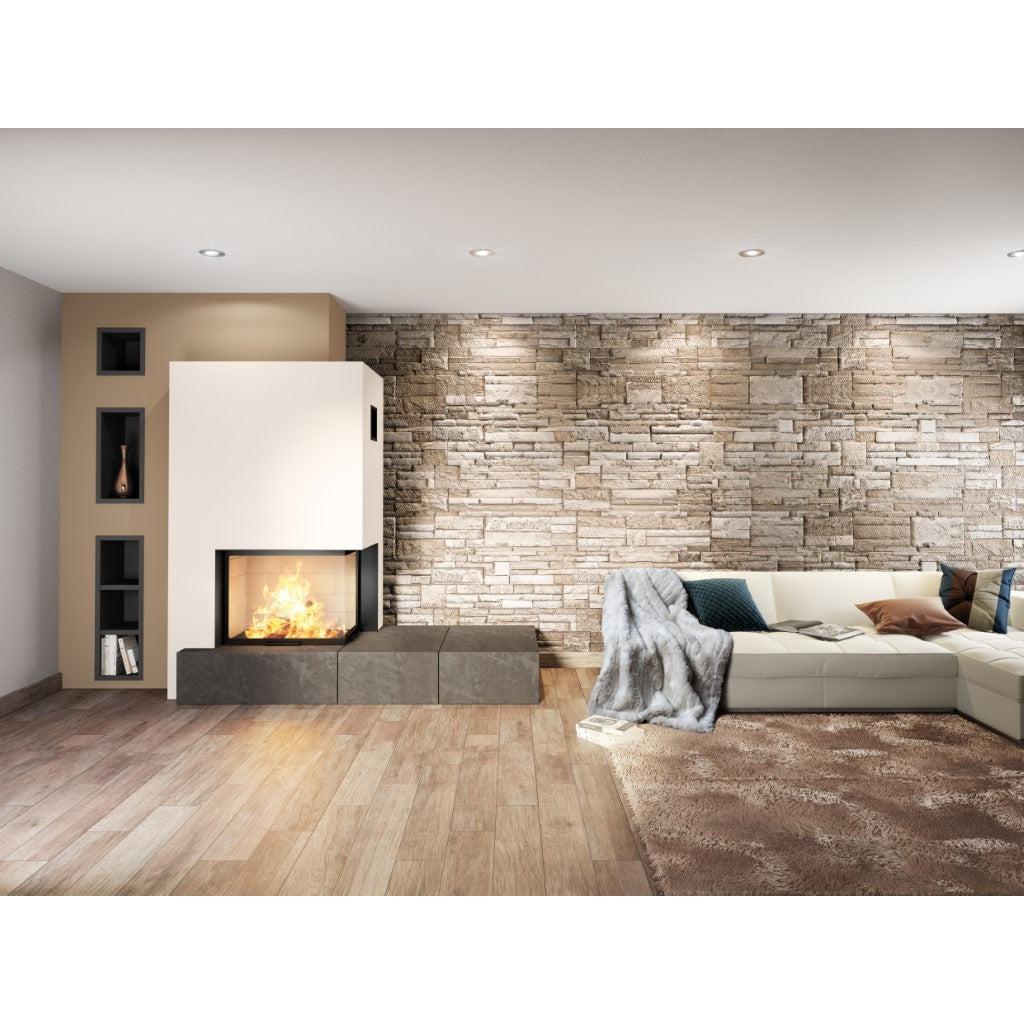 Axis H1200 VLD Panoramic Right Corner Design Inbuilt Wood Fireplace With Lift & Swing Door - Image 5