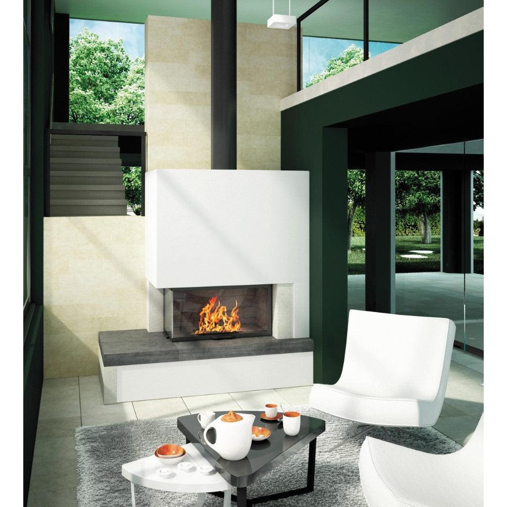 Axis H1200 VLG Panoramic Left Corner Design Inbuilt Wood Fireplace With Lift & Swing Door - Image 4