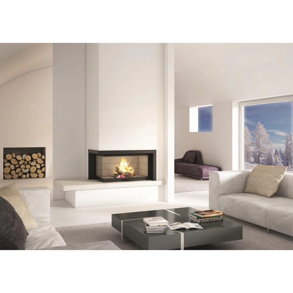 Axis H1200 VLG Panoramic Left Corner Design Inbuilt Wood Fireplace With Lift & Swing Door - Image 5