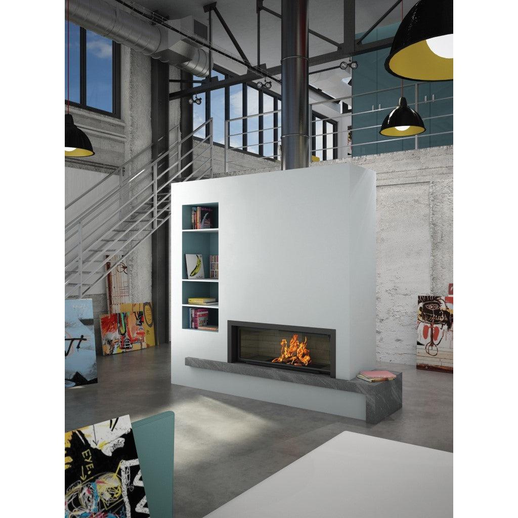 Axis H1600 Panoramic Single Sided Inbuilt Wood Fireplace With Lift & Swing Door - Image 4