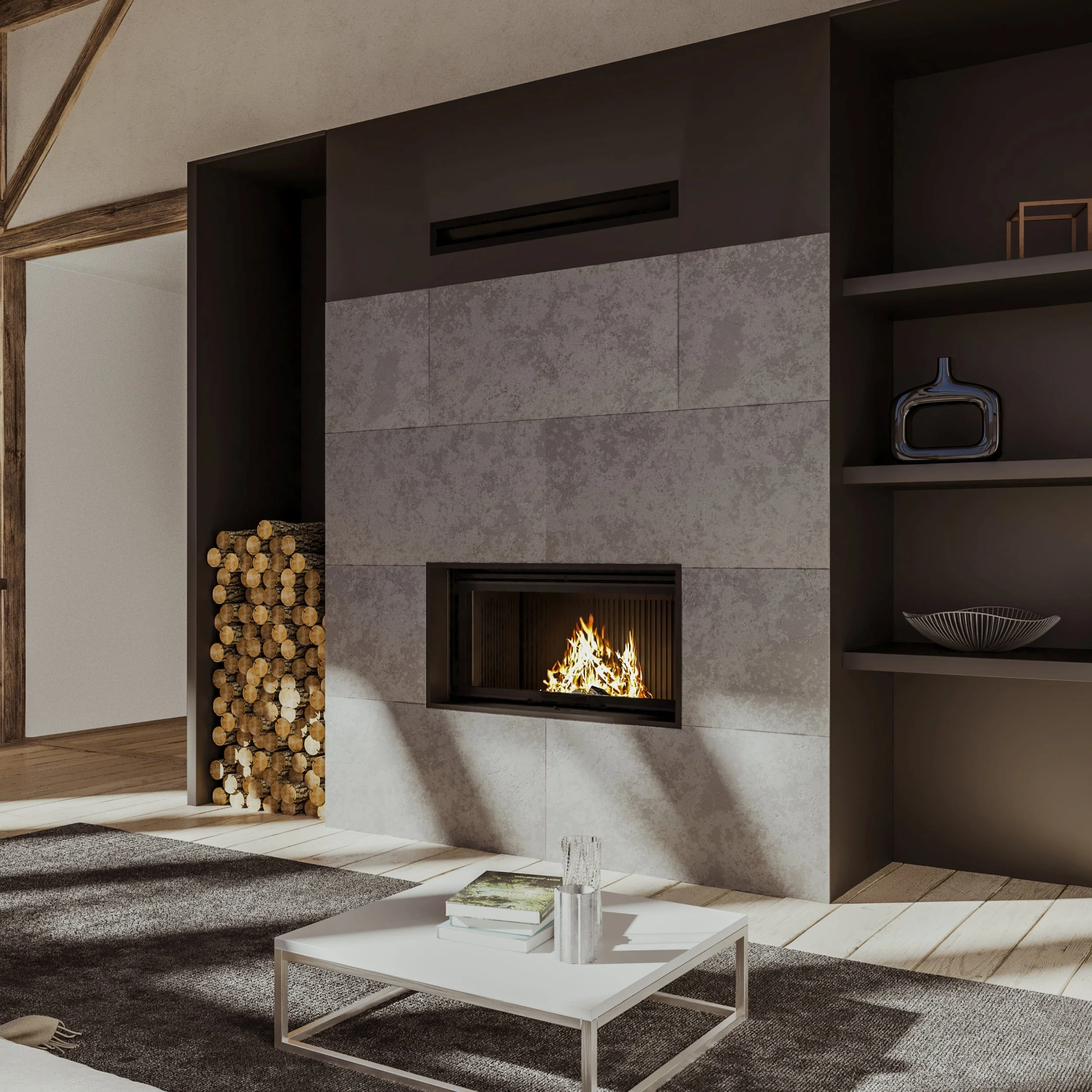 Axis XP120 Panoramic Single Sided Wood Fireplace