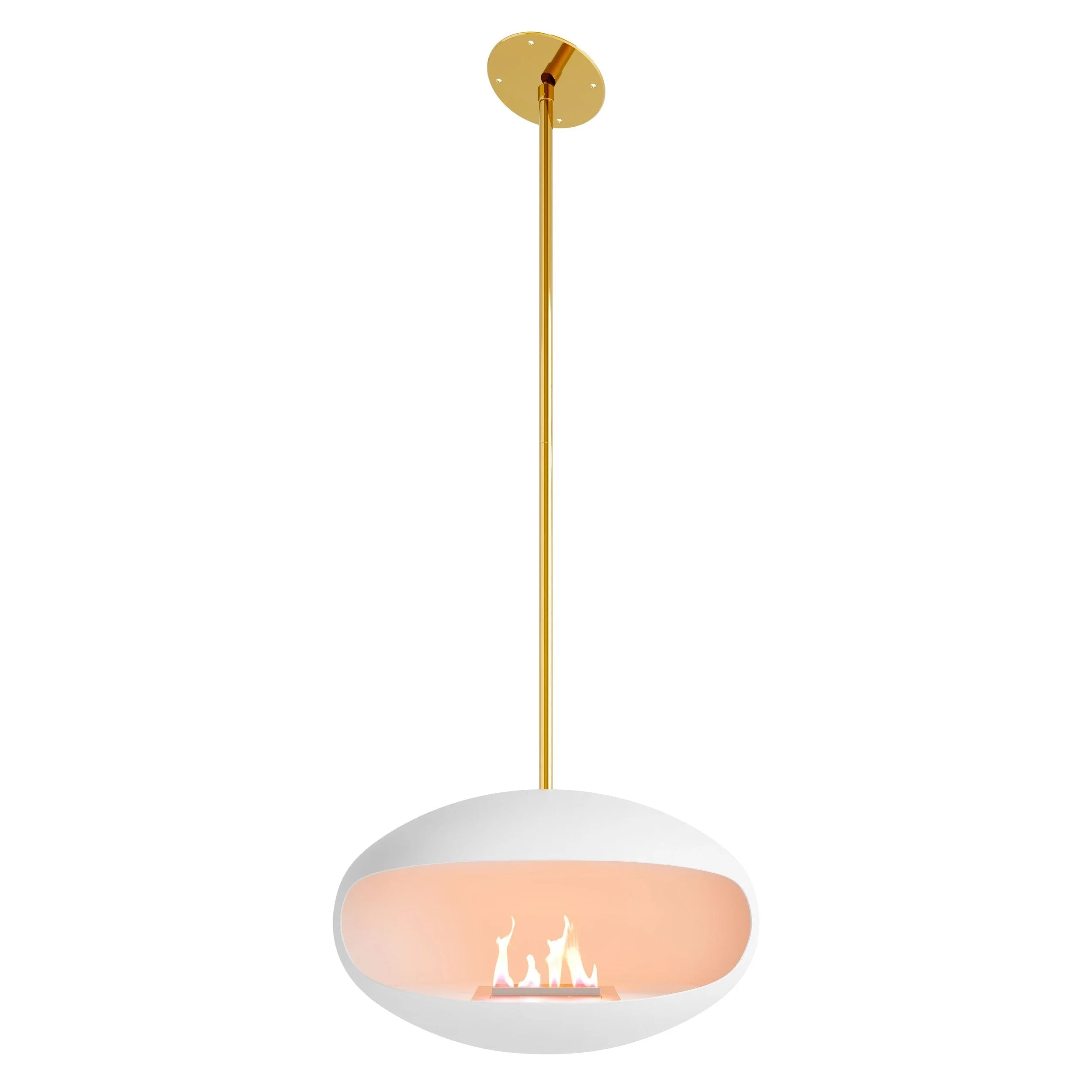 Cocoon Aeris Hanging Ethanol Fireplace - Matt White With Angled Pole - Image 5