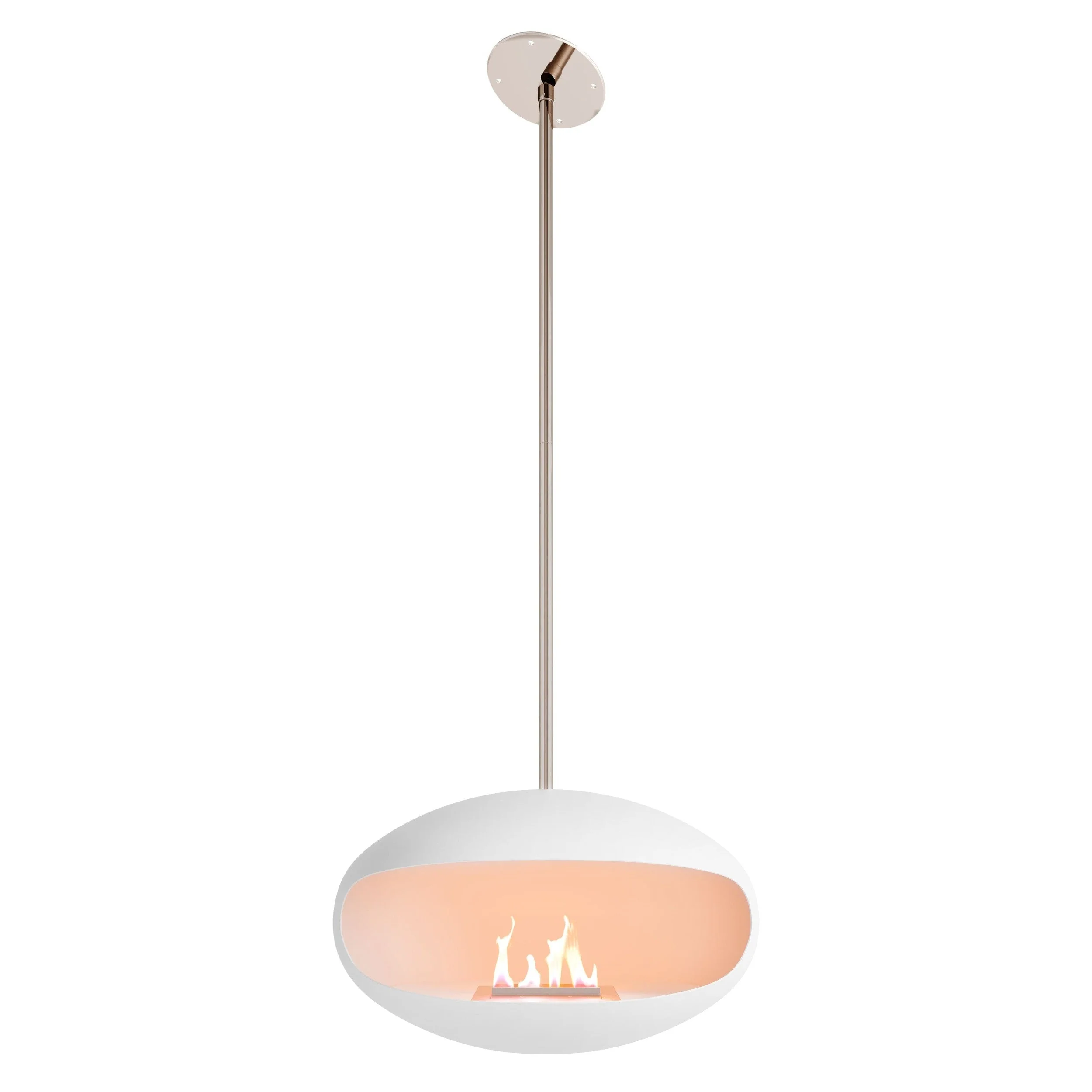 Cocoon Aeris Hanging Ethanol Fireplace - Matt White With Angled Pole - Image 7