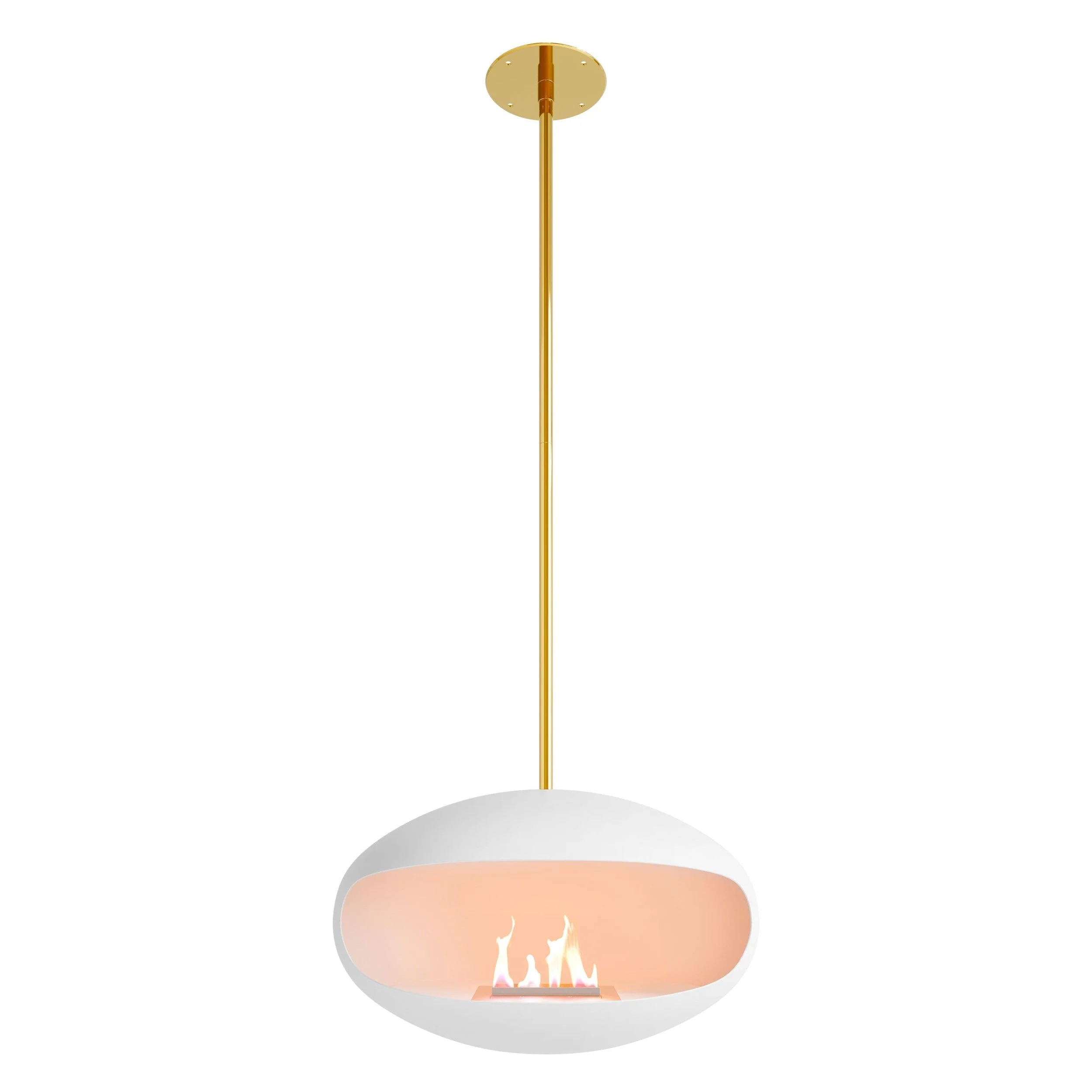 Cocoon Aeris Hanging Ethanol Fireplace - Matt White With Straight Pole - Image 7