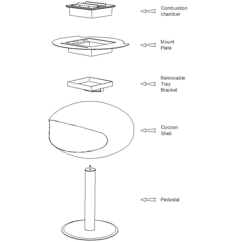 Cocoon Pedestal Standing Ethanol Fireplace - Matt White - Image 5