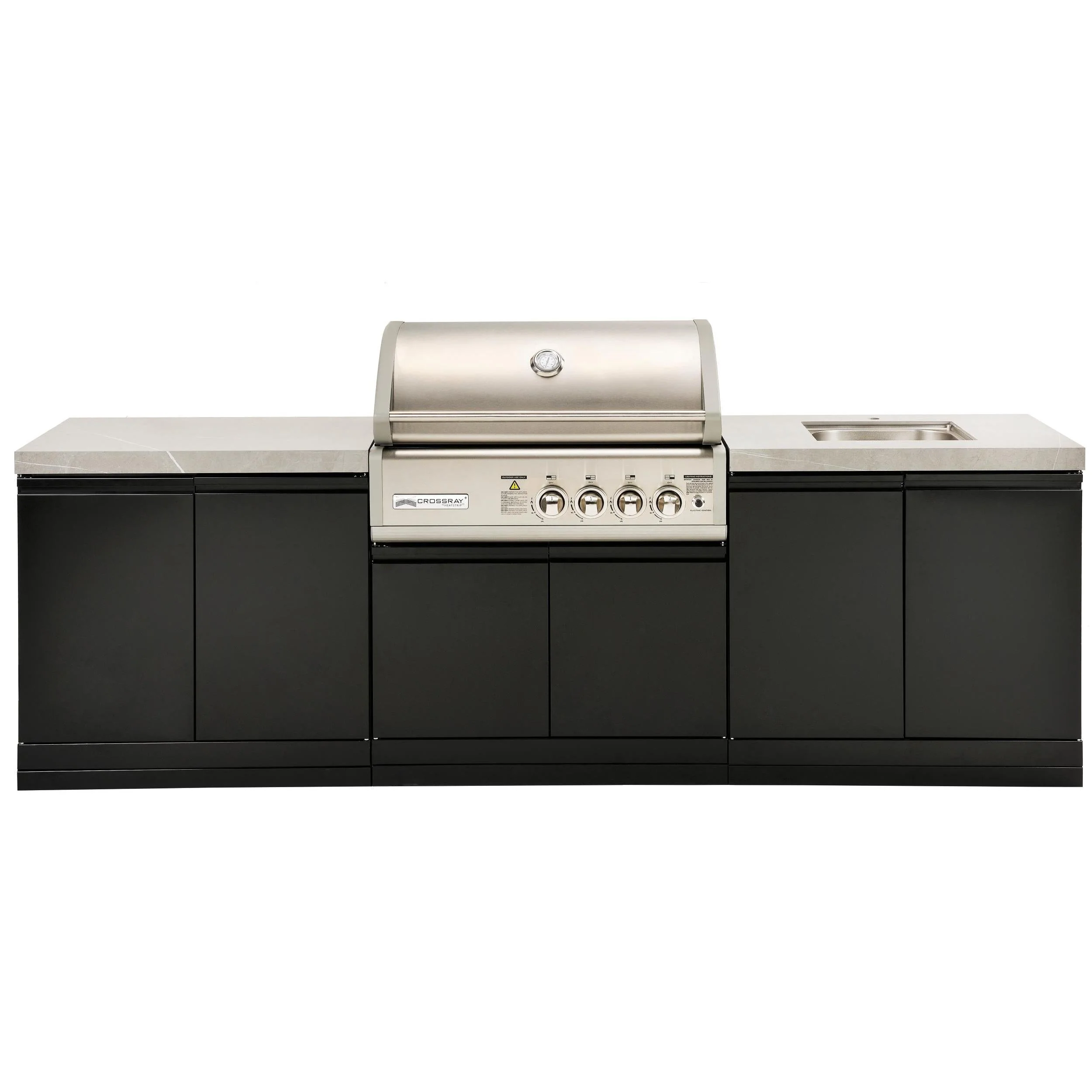 Crossray 4 Burner Gas Outdoor Kitchen Grey Bench - Image 4
