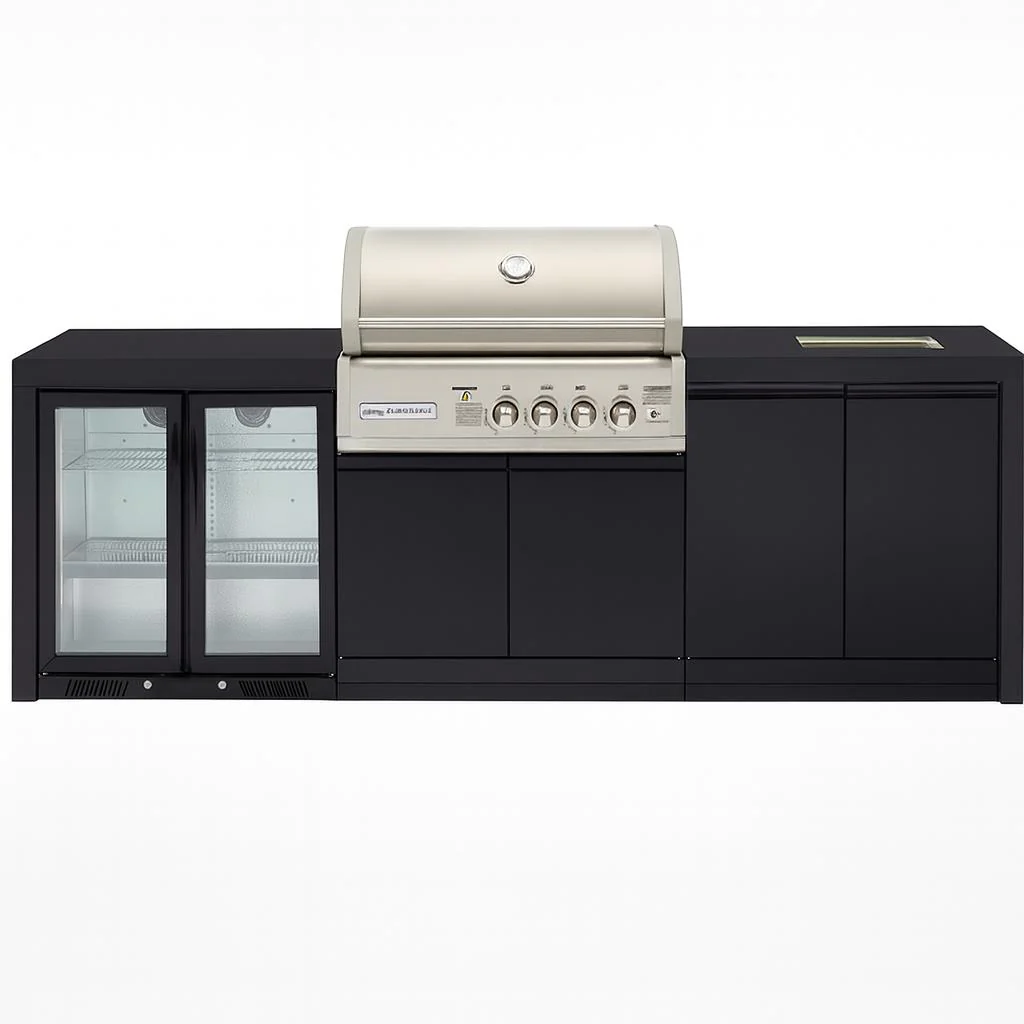 Crossray 4 Burner Gas Outdoor Kitchen With Black Bench