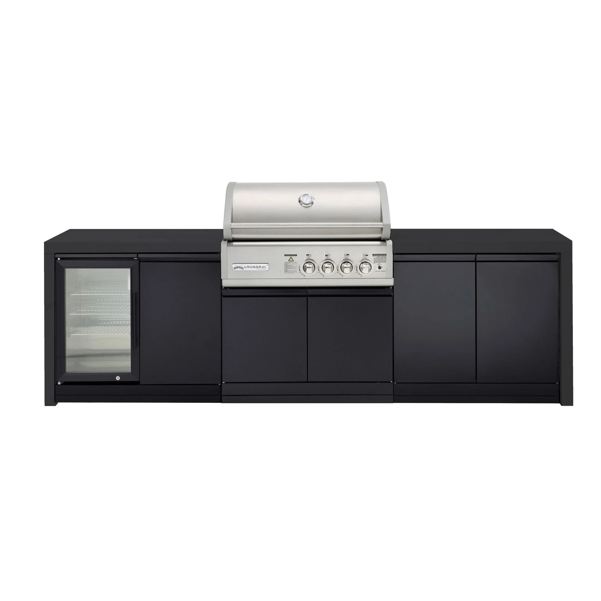 Crossray 4 Burner Gas Outdoor Kitchen With Black Bench - Image 4