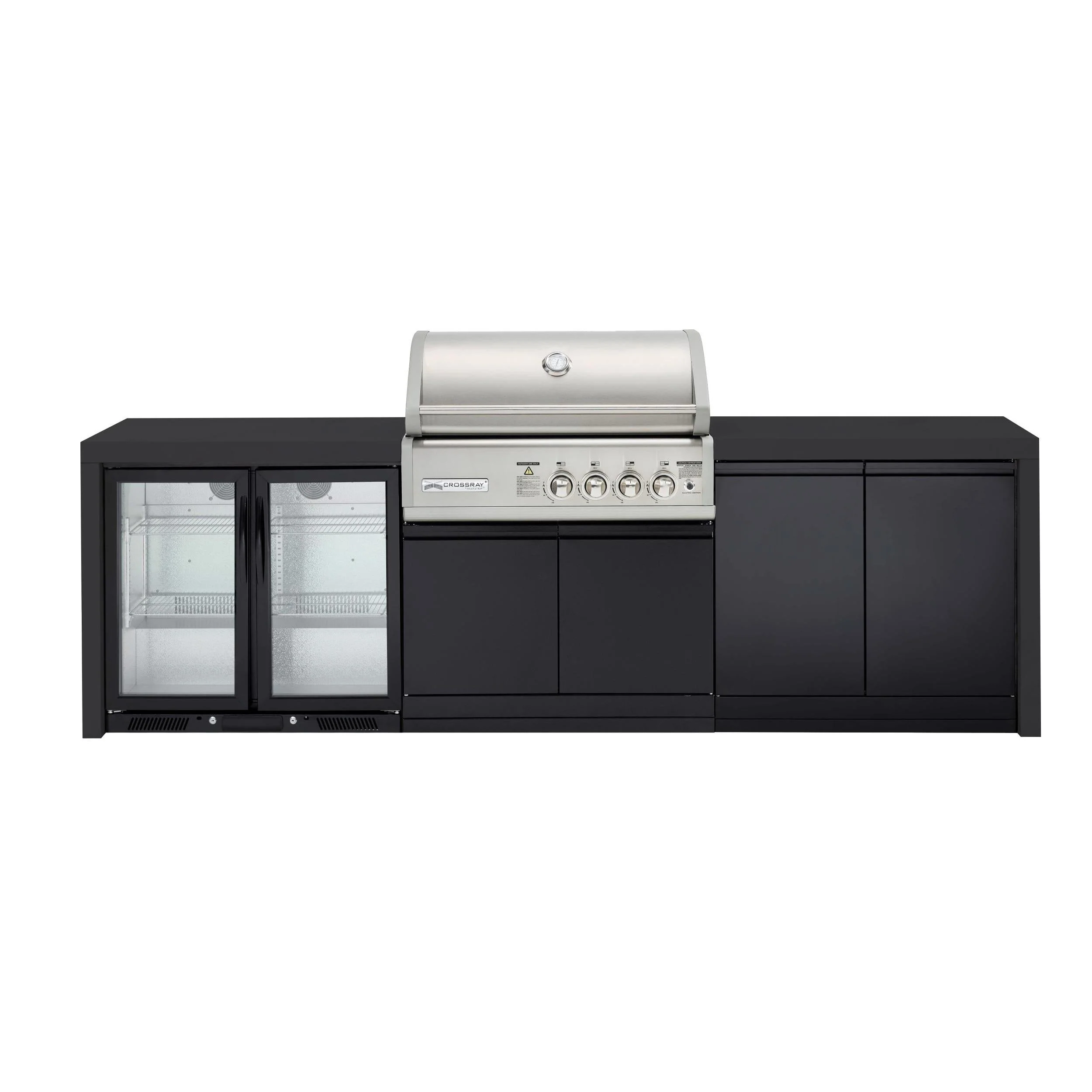 Crossray 4 Burner Gas Outdoor Kitchen With Black Bench - Image 6