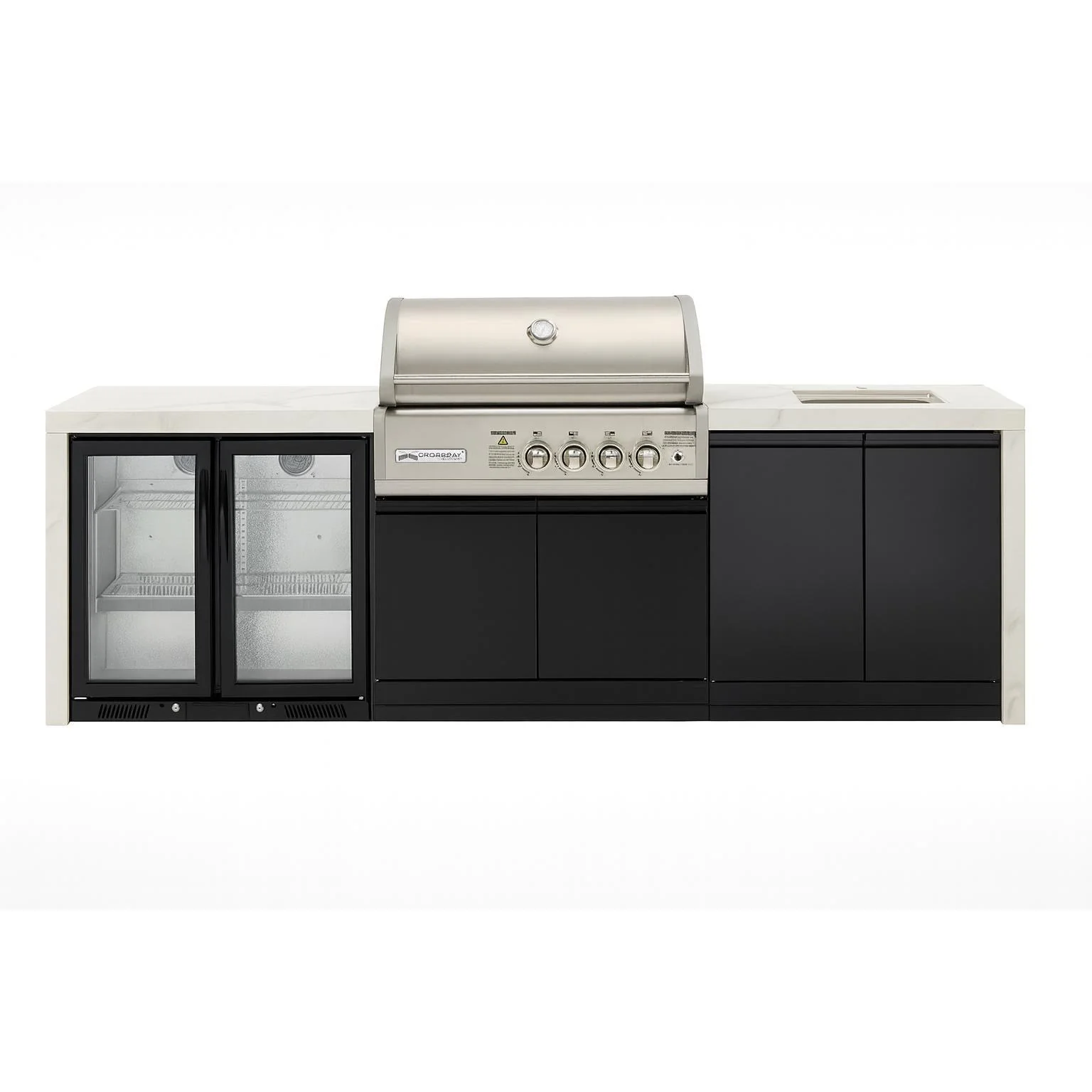 Crossray 4 Burner Gas Outdoor Kitchen With White Bench
