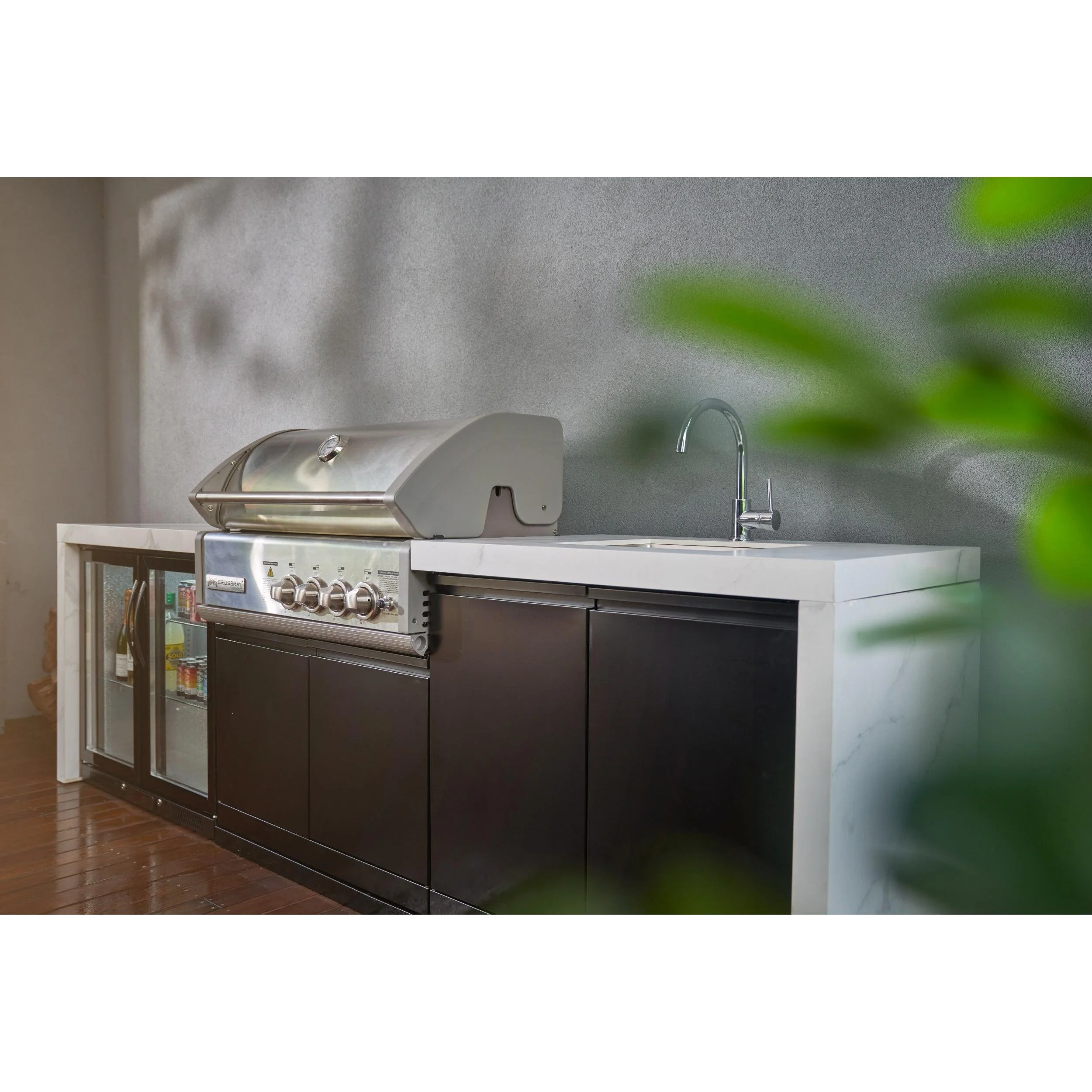 Crossray 4 Burner Gas Outdoor Kitchen With White Bench - Image 10