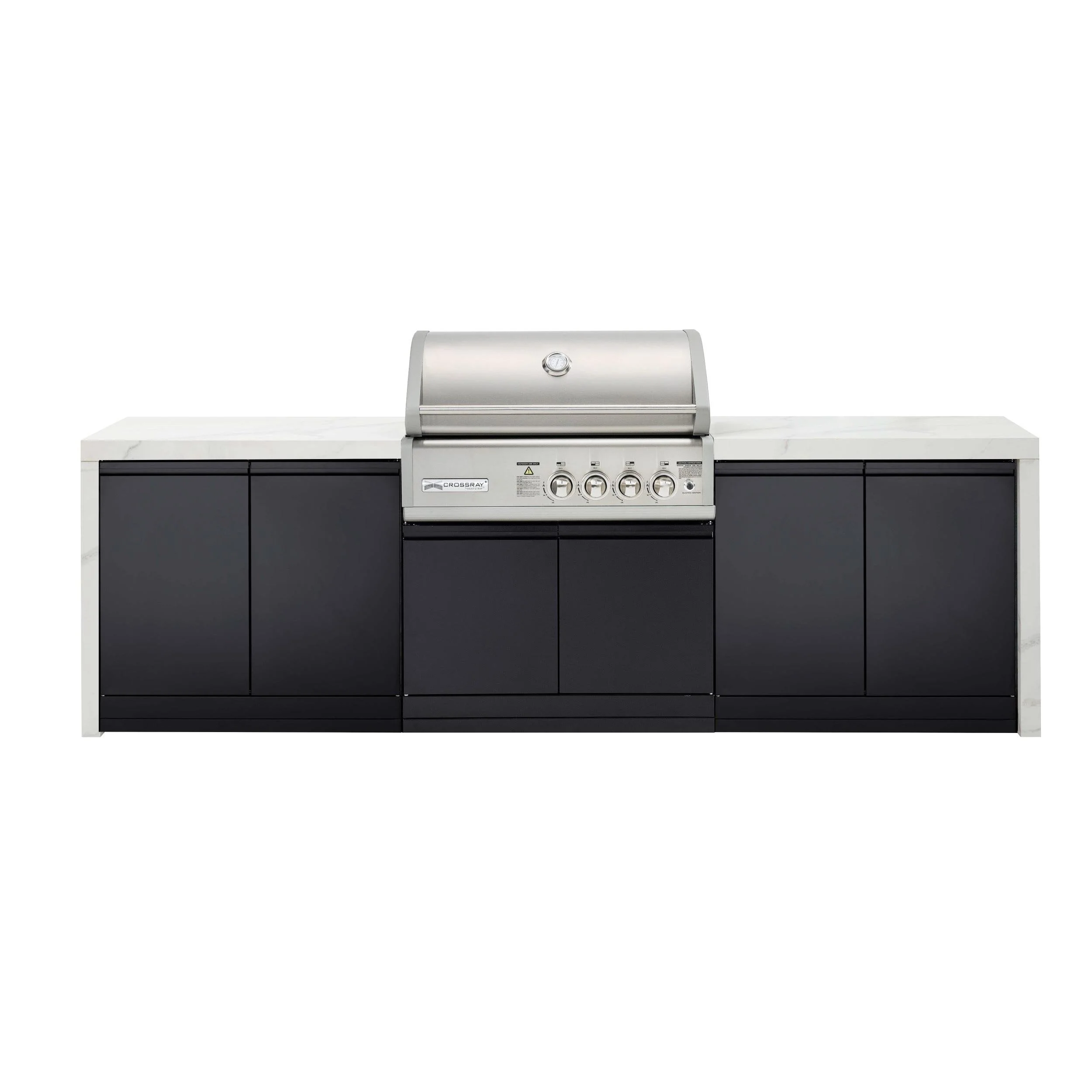 Crossray 4 Burner Gas Outdoor Kitchen With White Bench - Image 2