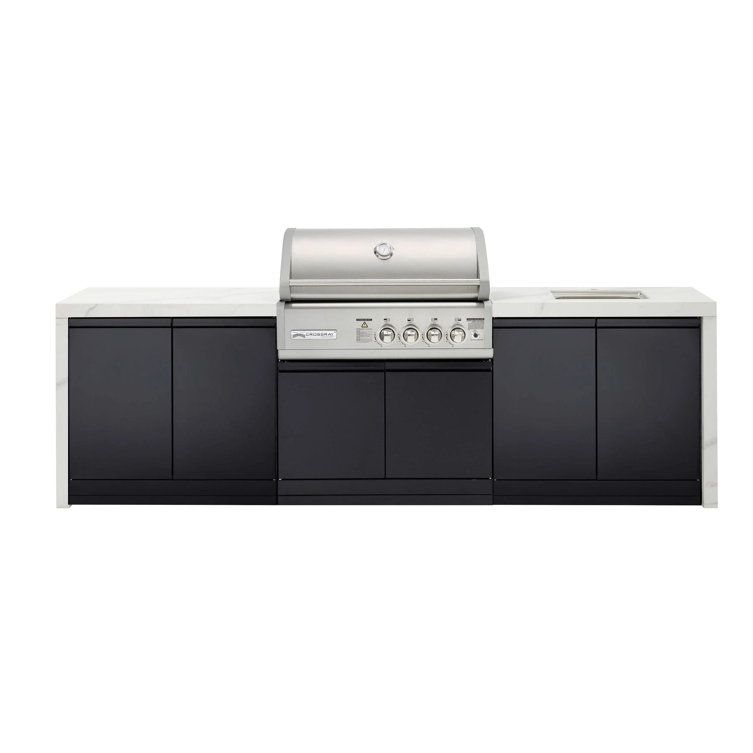 Crossray 4 Burner Gas Outdoor Kitchen With White Bench - Image 3