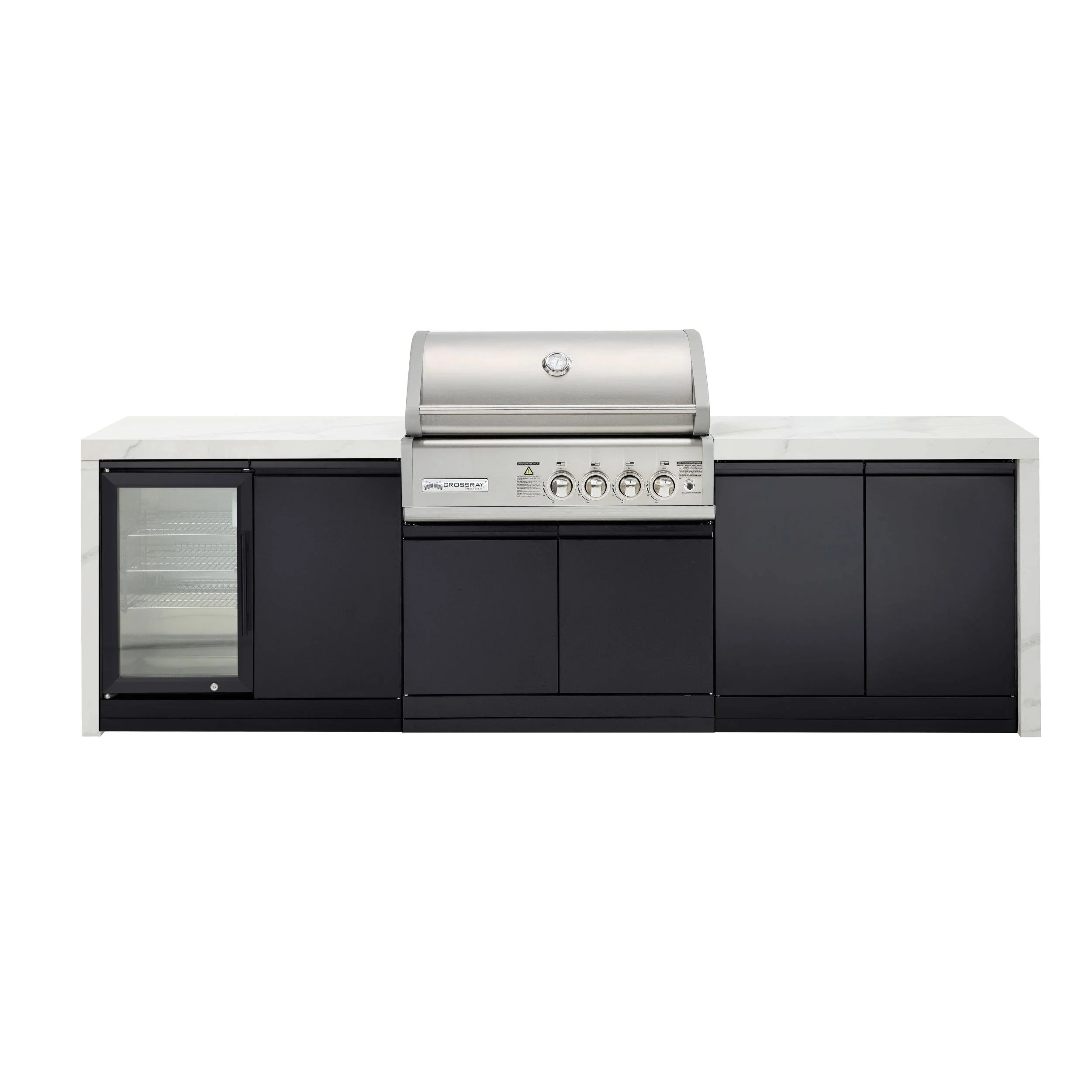 Crossray 4 Burner Gas Outdoor Kitchen With White Bench - Image 4