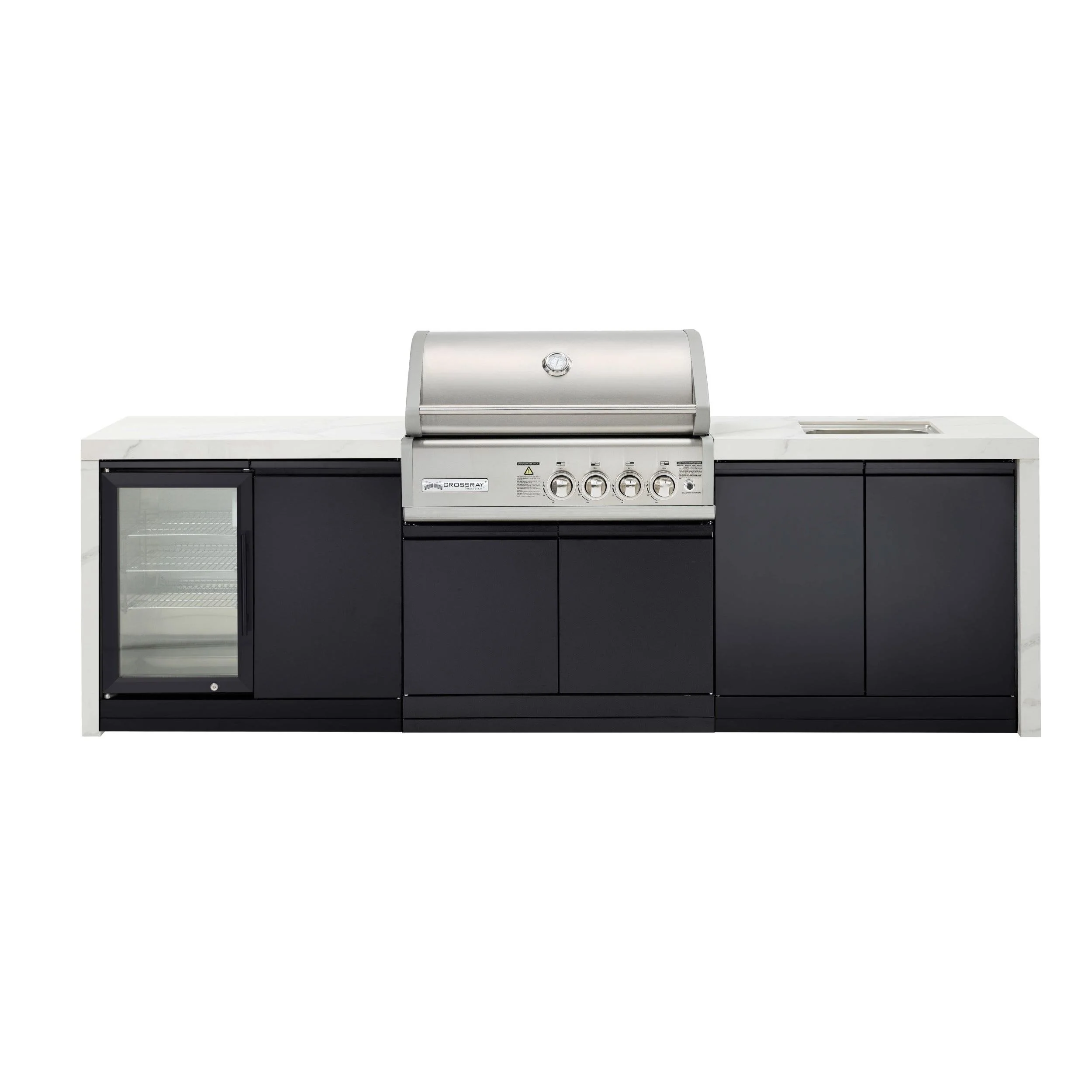 Crossray 4 Burner Gas Outdoor Kitchen With White Bench - Image 5