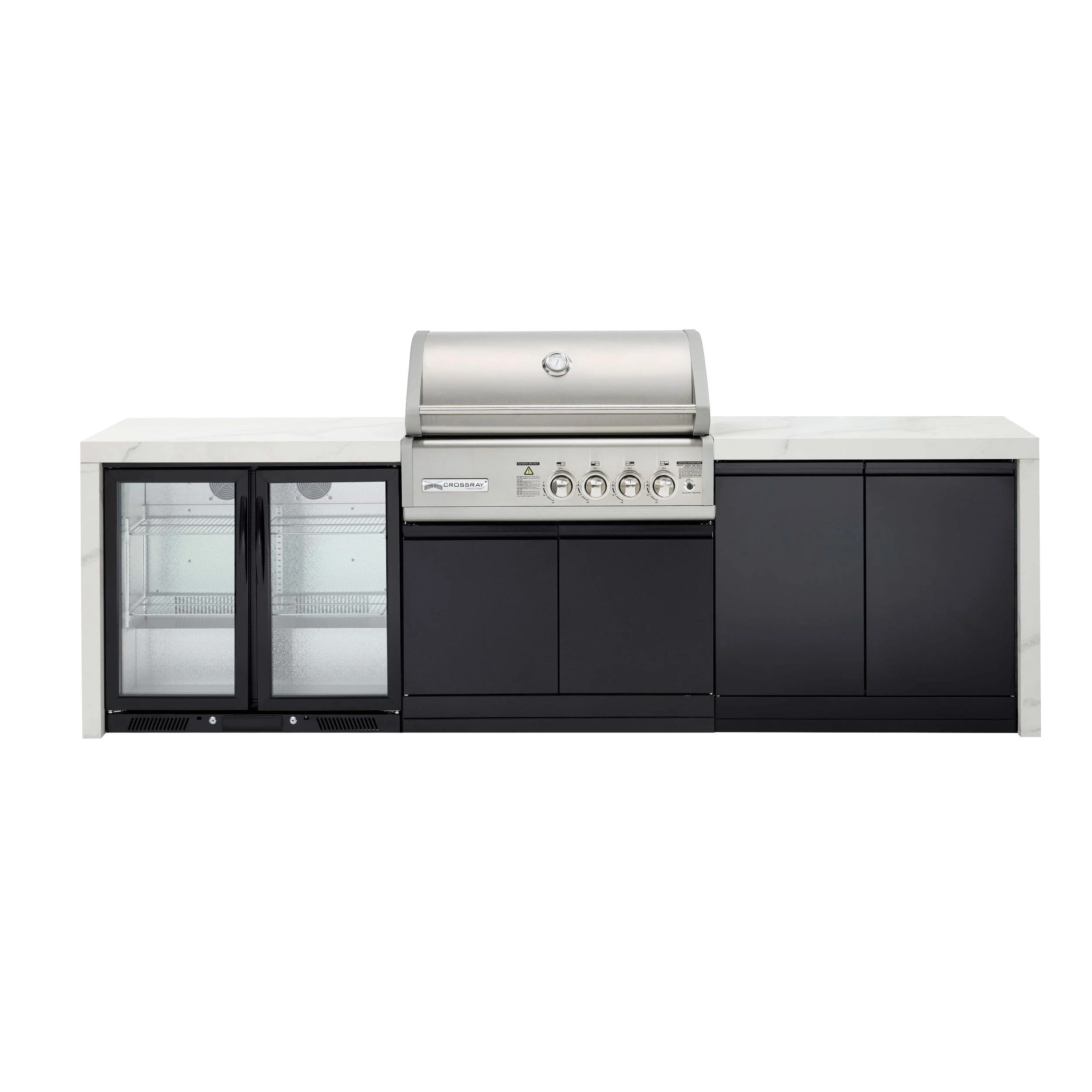 Crossray 4 Burner Gas Outdoor Kitchen With White Bench - Image 6