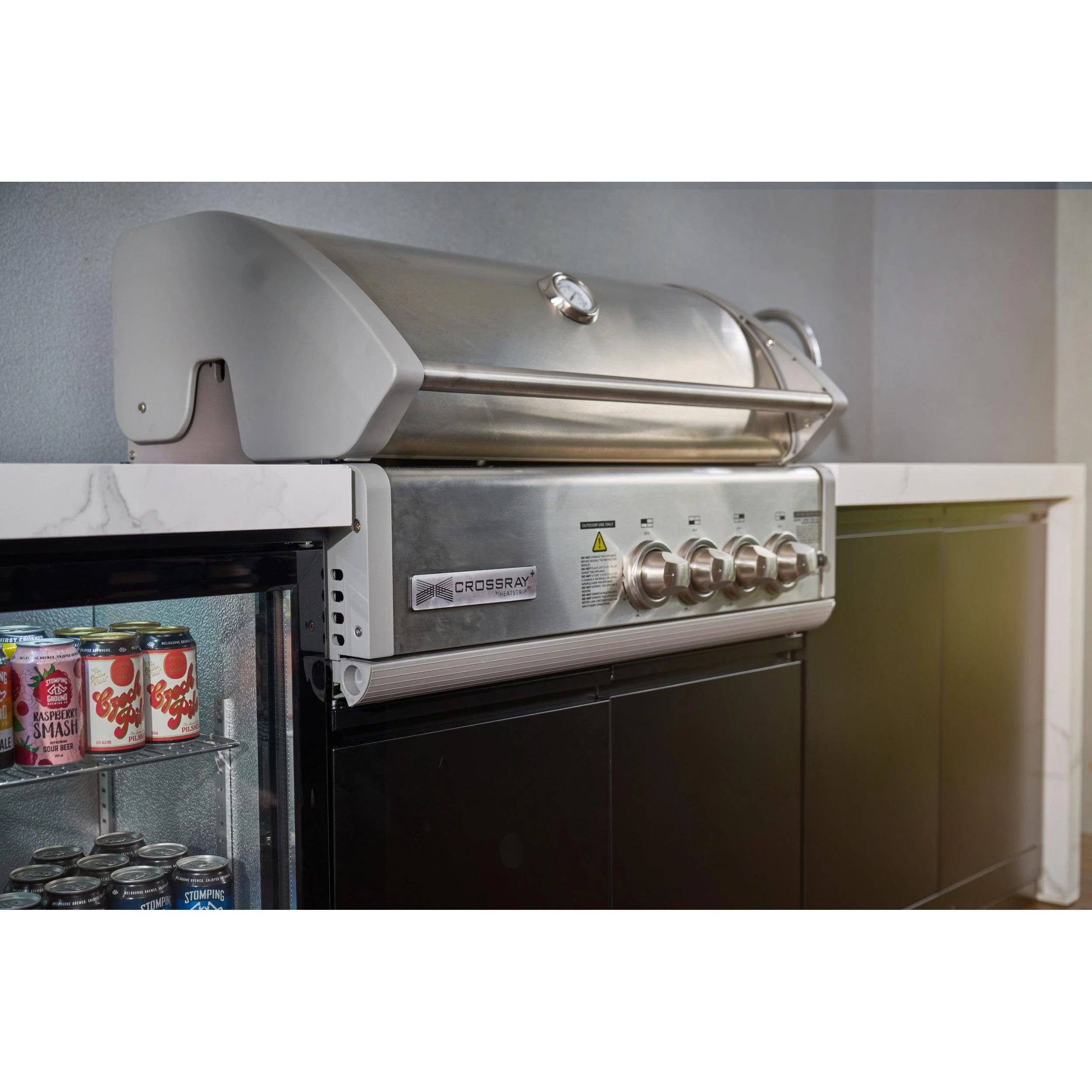 Crossray 4 Burner Gas Outdoor Kitchen With White Bench - Image 9