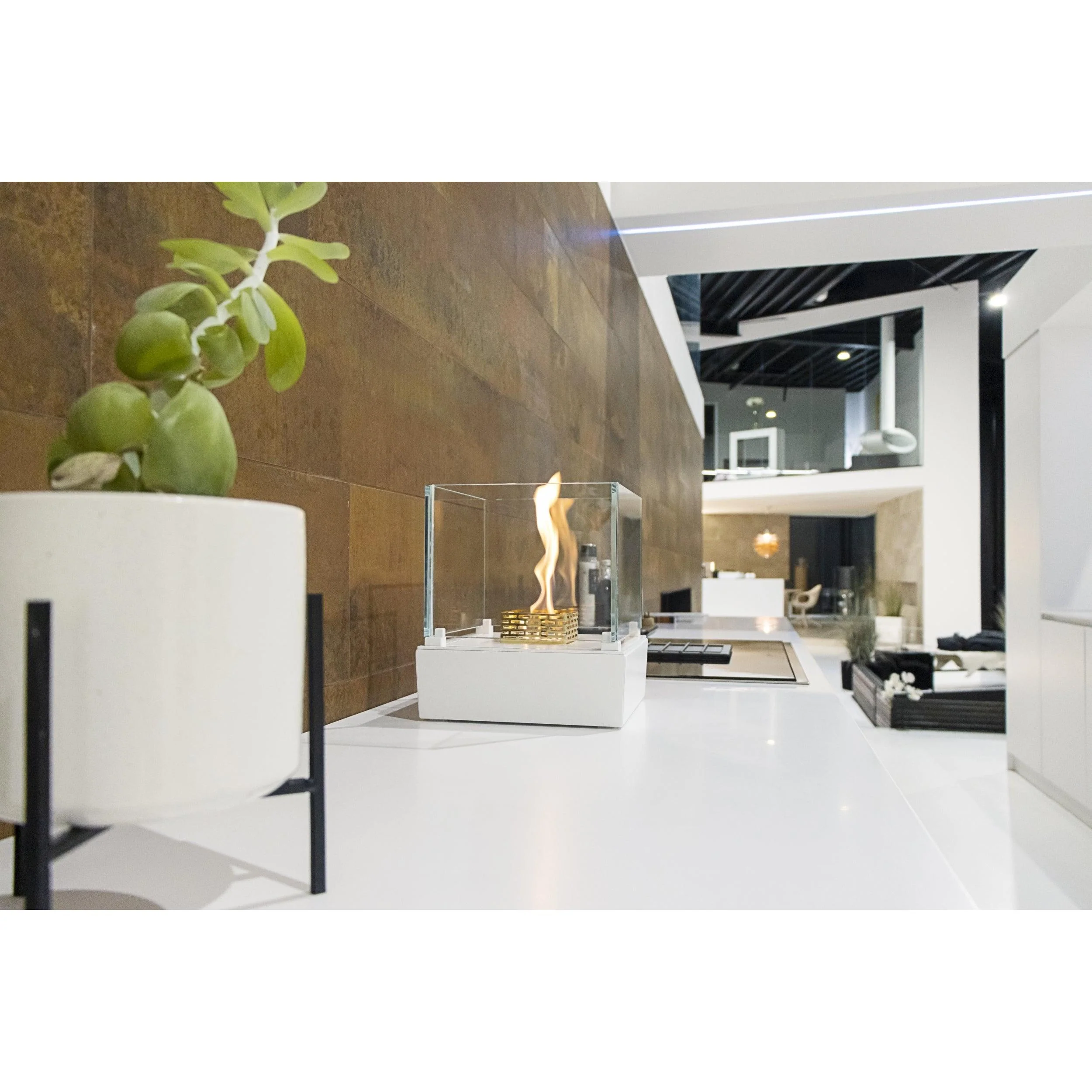 Decoflame Outdoor Net Zero Manual Nice Tower Freestanding White Ethanol Fireplace - Image 2