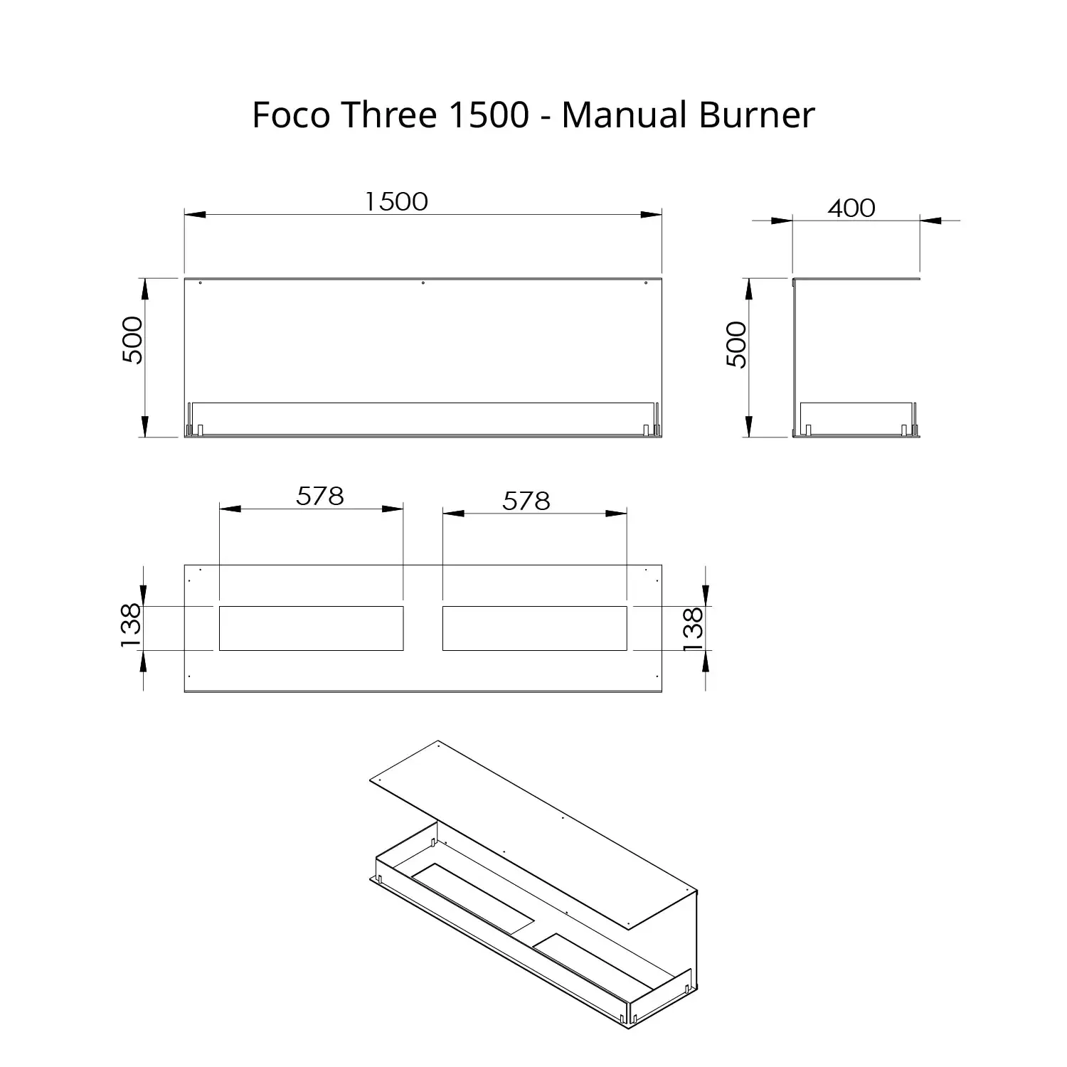 Foco Three 1500 Triple Sided Ethanol Fireplace (Made to Order) - Image 6