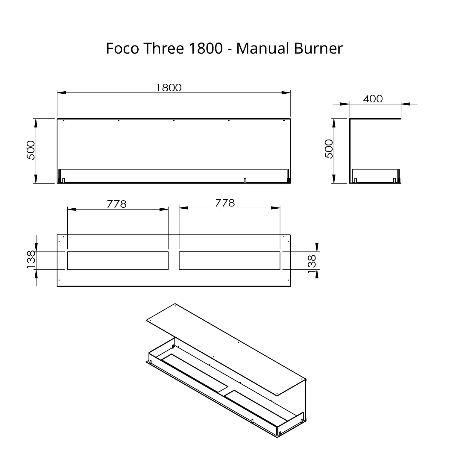 Foco Three 1800 Triple Sided Ethanol Fireplace (Made to Order) - Image 4