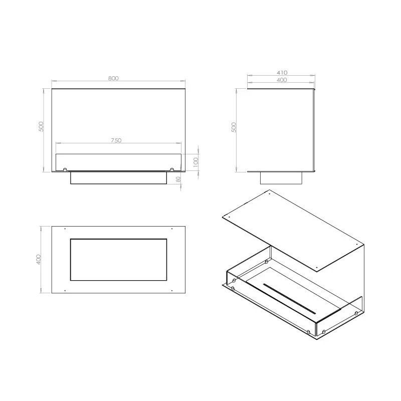 Foco Three 800 Triple Sided Ethanol Fireplace - Image 3