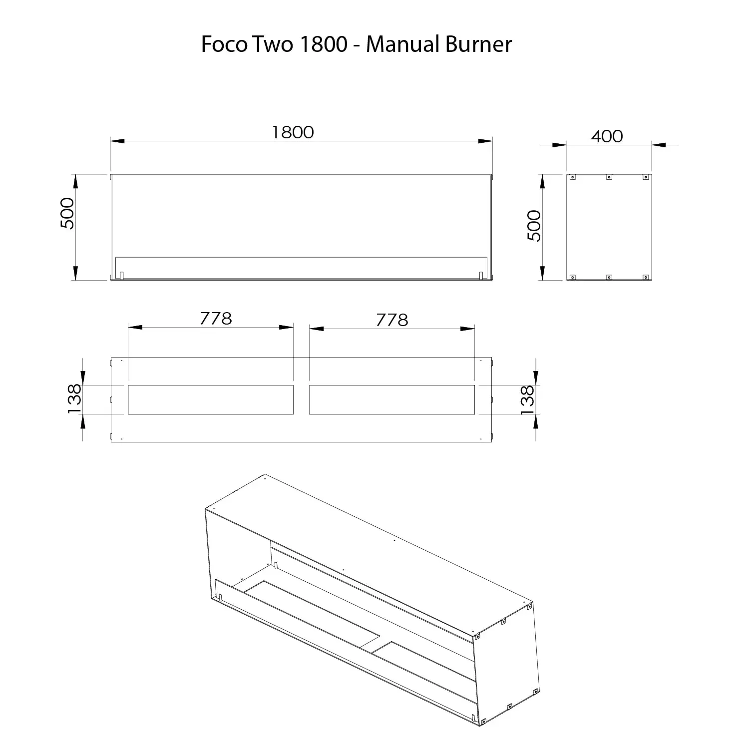 Foco Two 1800 Double Sided Ethanol Fireplace (Made to Order) - Image 4
