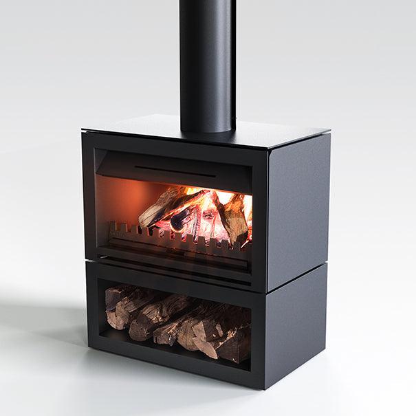 Nectre N900 Free Standing Wood Fireplace with Base, Flue Kit & Remote Control Fan - Image 5