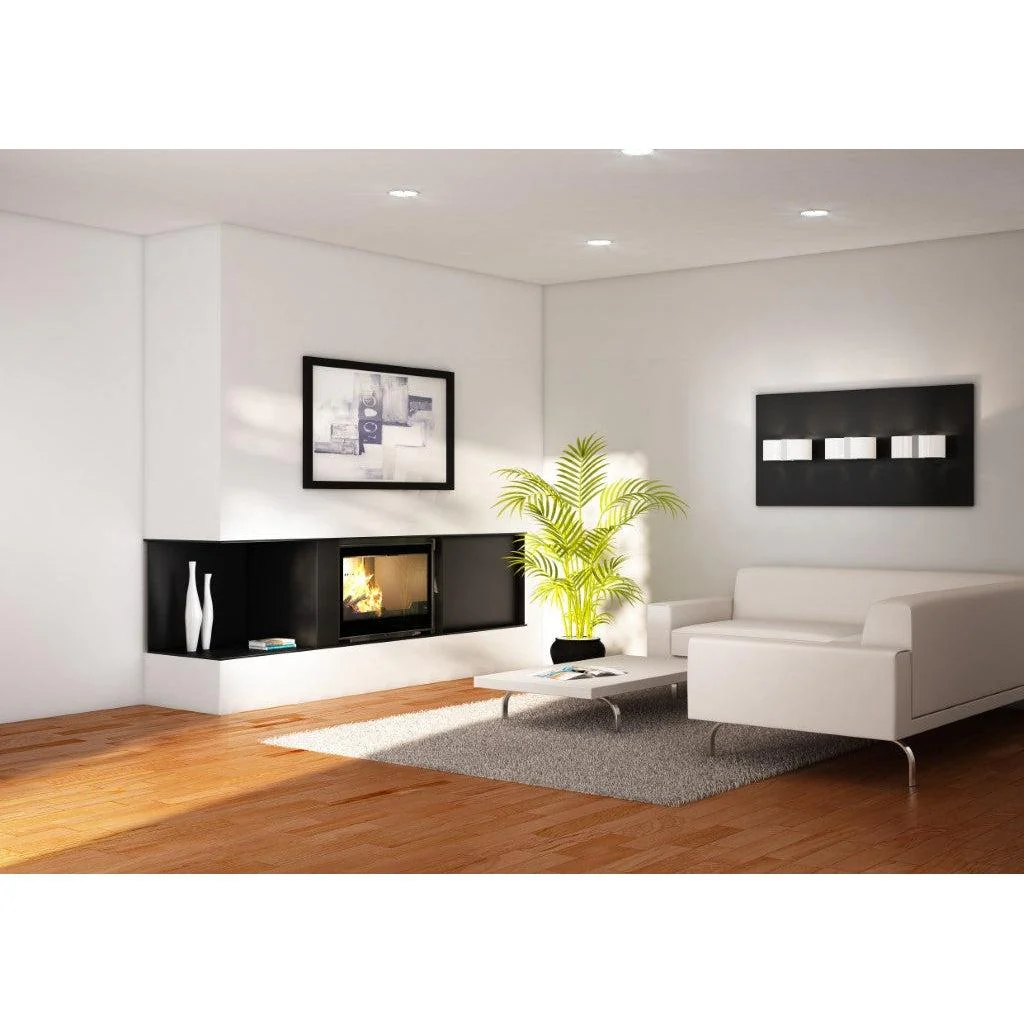 Seguin Visio 8 Plus Wood Fireplace With Swing Door, Lift, Black Line Glass & Brick Lining - Image 3