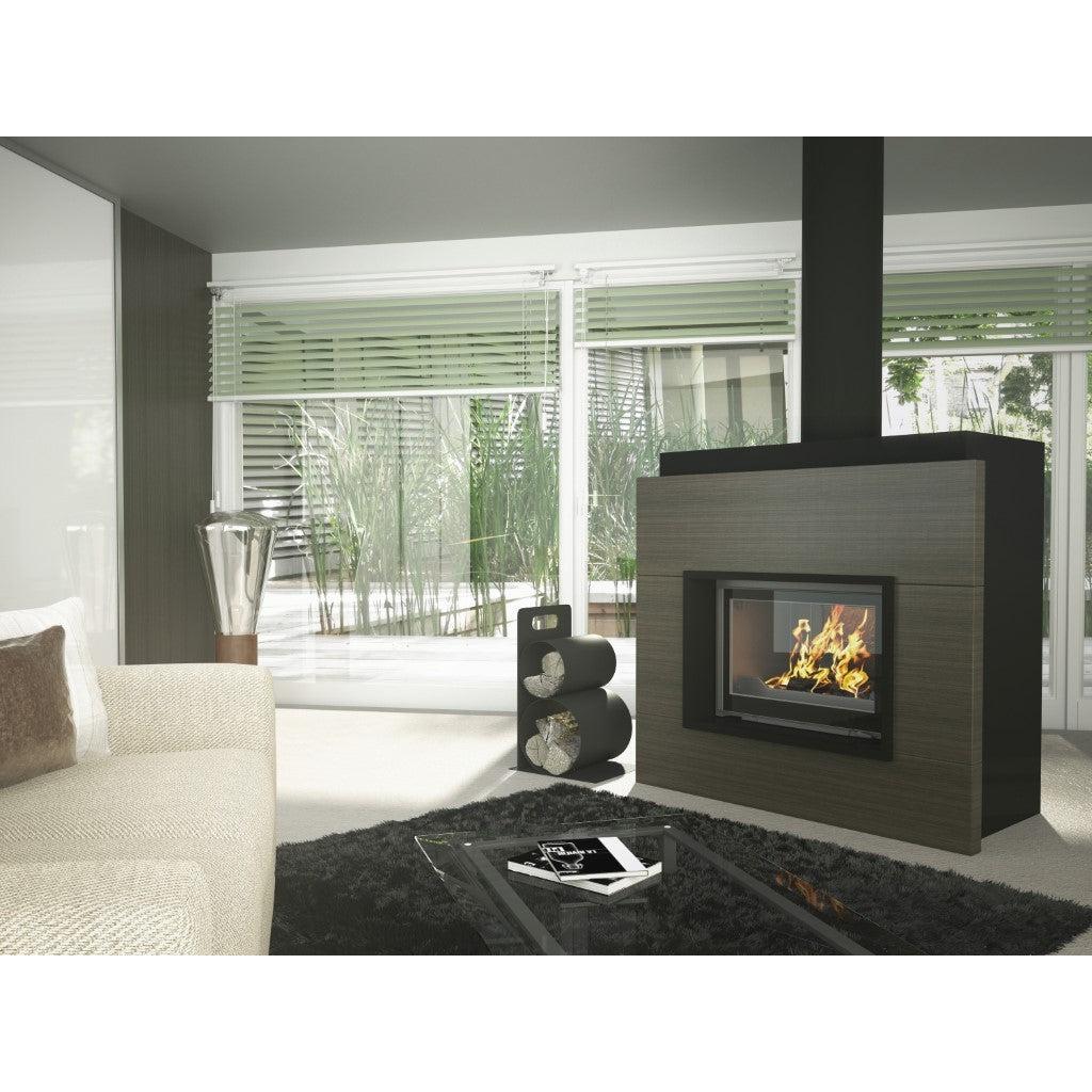 Seguin Visio 8 Plus Wood Fireplace With Swing Door, Lift, Black Line Glass & Brick Lining - Image 4