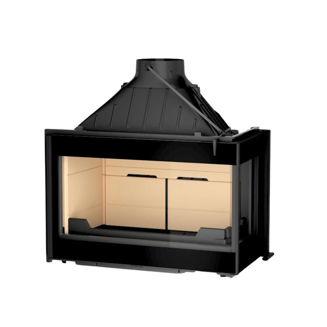 Seguin Visio 8 Plus Wood Fireplace With Right Sided Glass, Black Line Glass & Brick Lining - Image 3