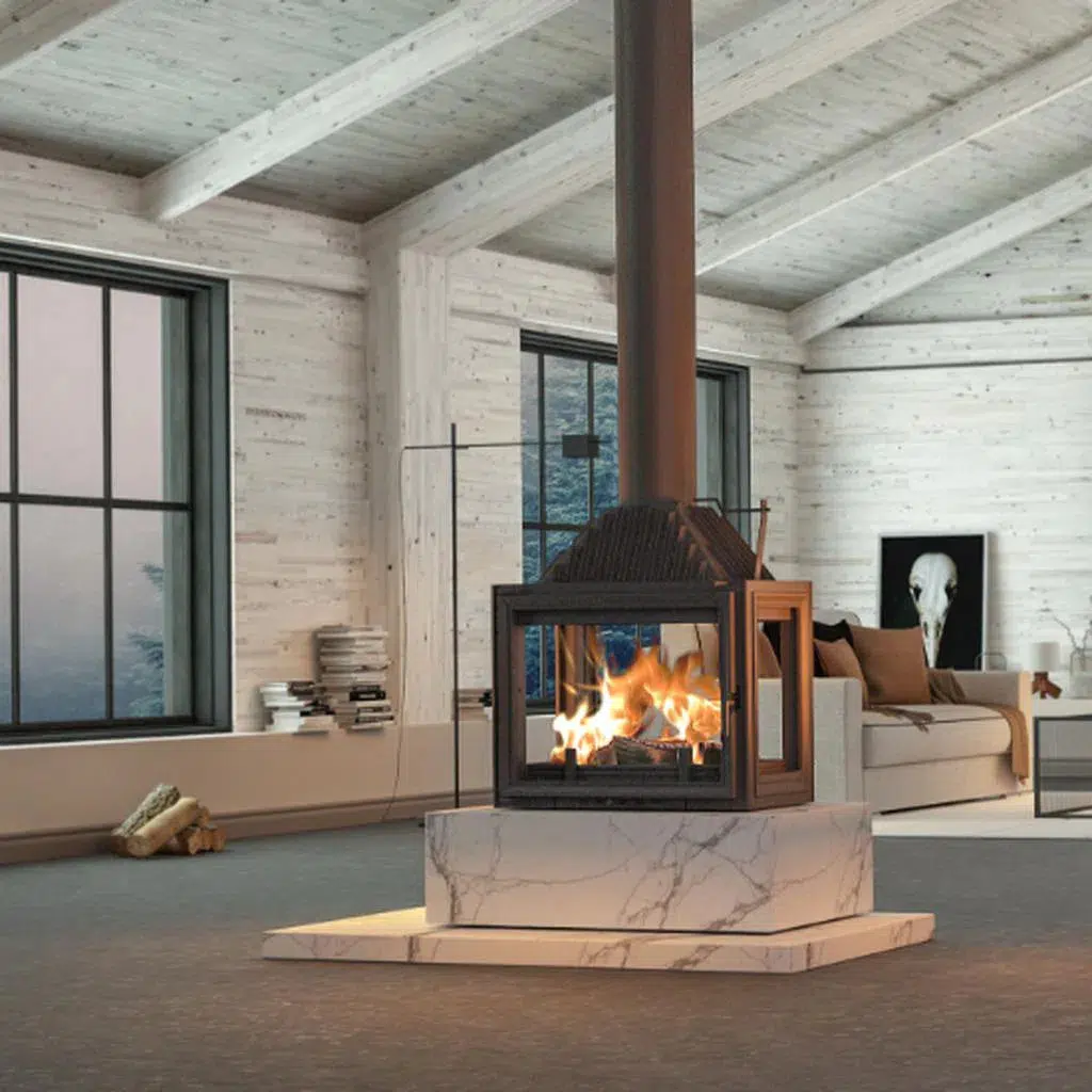 Siena 750 4 Sided Freestanding Wood Fireplace